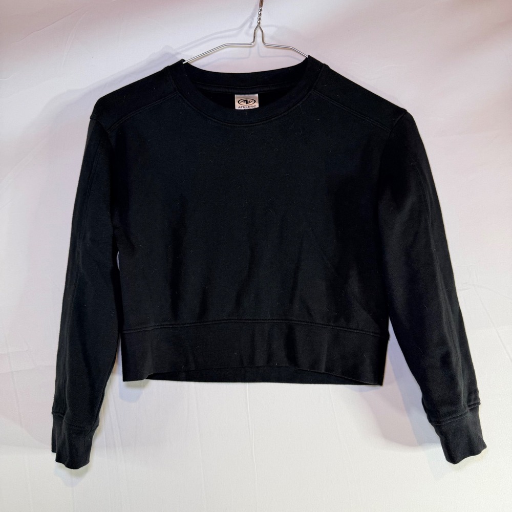 Athletic Works Boys Black Crewneck Sweatshirt Fleece Pullover Size S 6-6X